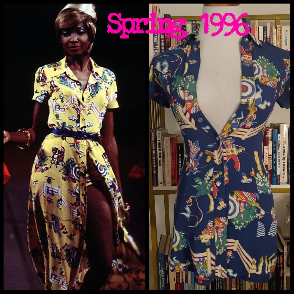 Vintage Betsey Johnson Spring 1996 Cowboy Novelty Print XXS 90s Rayon Western Ra